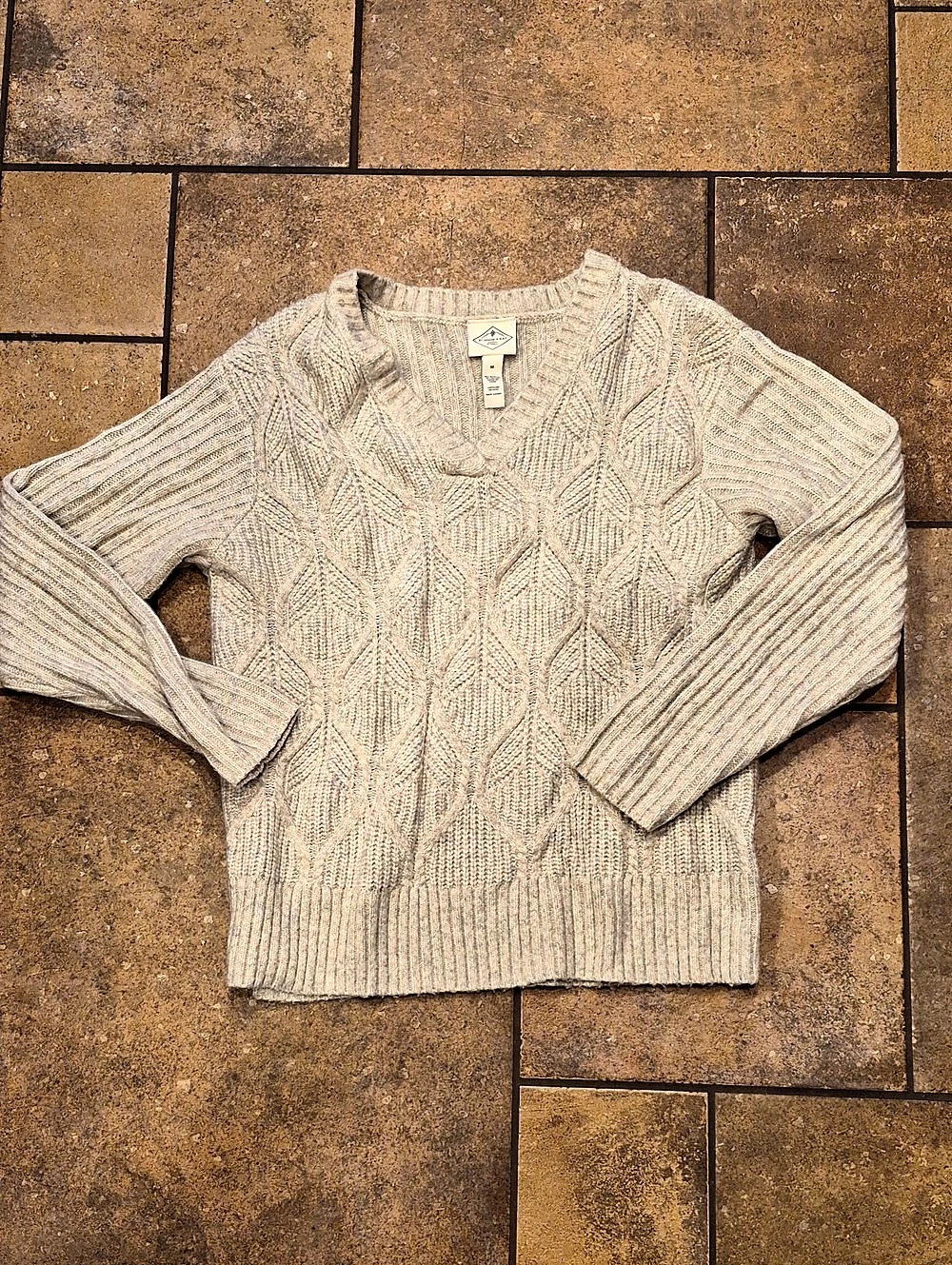 St. John's Bay Cable Knit Crewneck Sweater in Beige